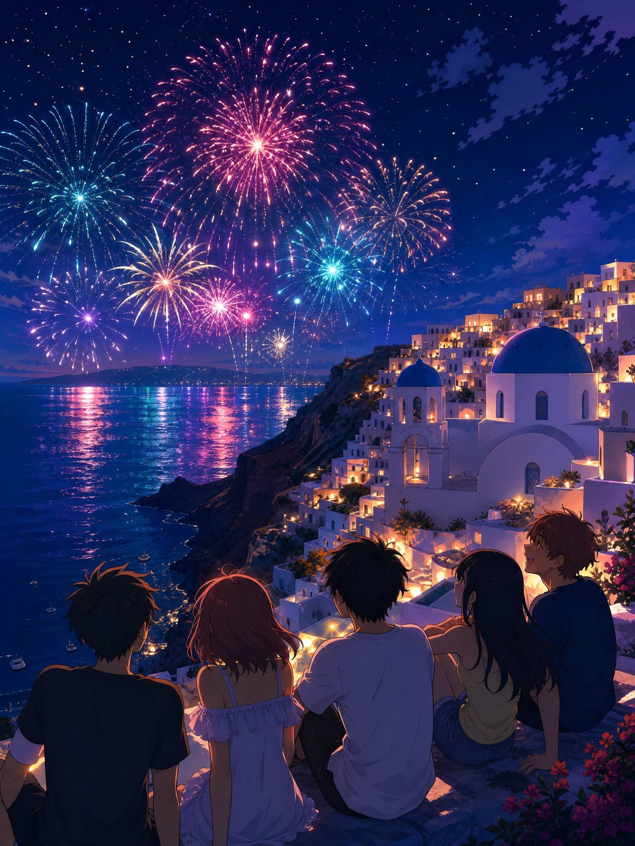 麻豆教程动漫-烟花之夜AI场景动漫演示